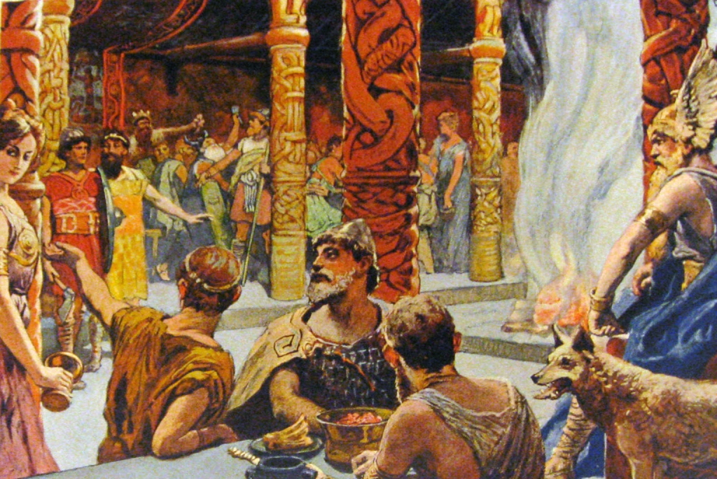 Image of the Einherjar gathered in Valhalla.